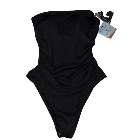 Shade & Shore Women's Black High-Leg Cheeky One-Piece Swimsuit Size S - Picture 1 of 6
